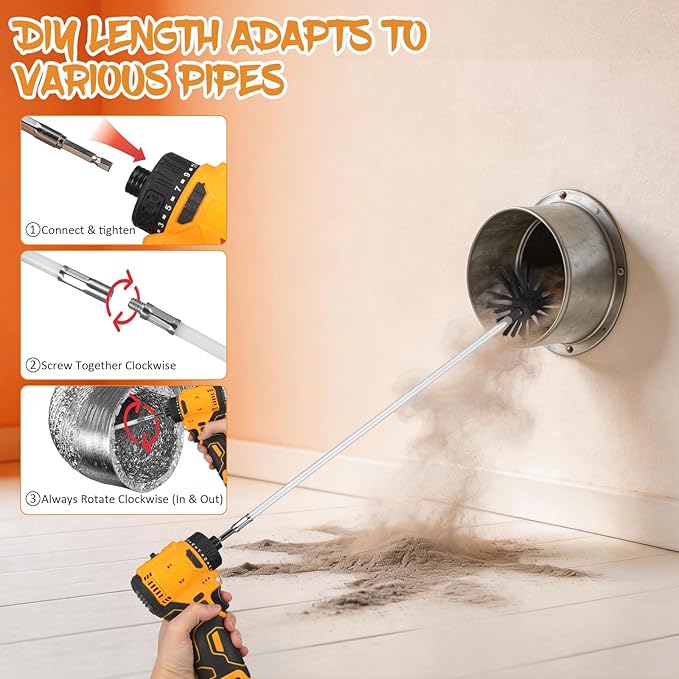 MAGICLULU 20 Feet Chimney Sweep Brush Kit - 15 Flexible Extendable Rods with Two Sizes Brush Heads for Efficient Fireplace and Stove Maintenance (4/6in)