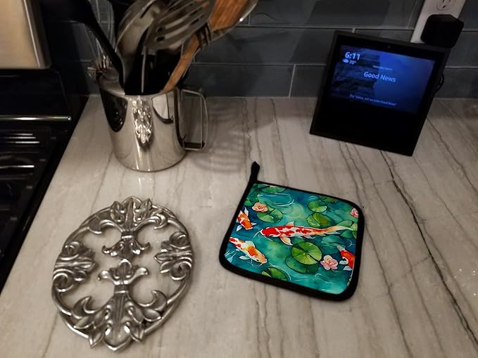 Caroline's Treasures Koi Fish Pair of Pot Holders Kitchen Heat Resistant Pot Holders Sets Oven Hot Pads for Cooking Baking BBQ, 7 1/2 x 7 1/2
