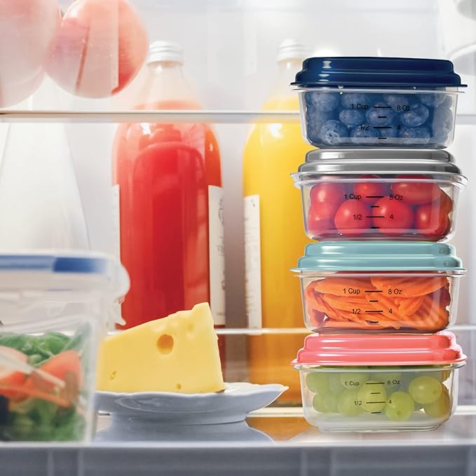 Fit & Fresh Small Plastic Containers With Lids 8 oz, Small Snack Containers With Lids For Adults and Kids, Reusable Leakproof Dressing and Condiment Containers With Two Attachable Ice Packs
