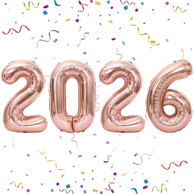 16 Inch 2026 Balloons Rose Gold, Number Balloons 16 Inch, New Years Balloons for 2026 New Years Graduation Decorations Home Office Decoration