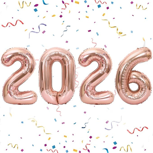 16 Inch 2026 Balloons Rose Gold, Number Balloons 16 Inch, New Years Balloons for 2026 New Years Graduation Decorations Home Office Decoration