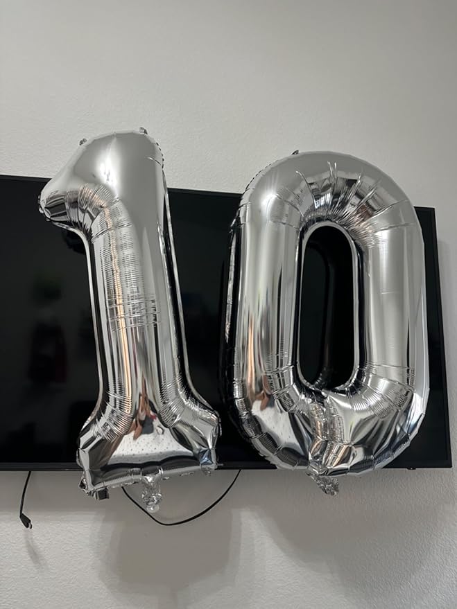 Balloon Zero Numbers 40 Inch Big 0 Silver Balloon Numbers for Birthday Decoration, Baloon for 10 20 30 40 100 2026 Graduation Decor Wedding Anniversaries Party