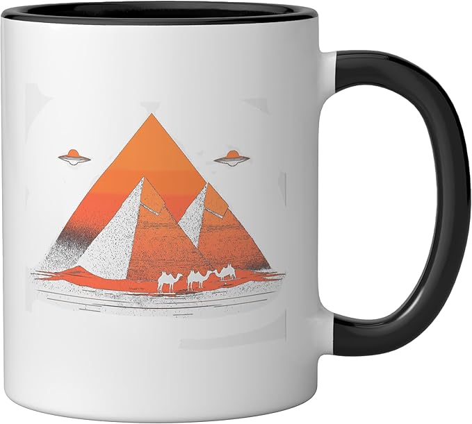 Alien Saucer Cryptid Extraterrestrial Beings Ceramic Mug, Black/White