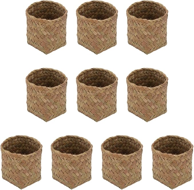 Mini Straw Basket Party Favor Container Small Woven Box Candy Holder for Wedding Home D Cor and Storage