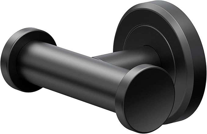 Gatco 4245AMX Latitude II Double Robe Hook, Wall Mounted Bathroom Towel & Robe Hook, Matte Black