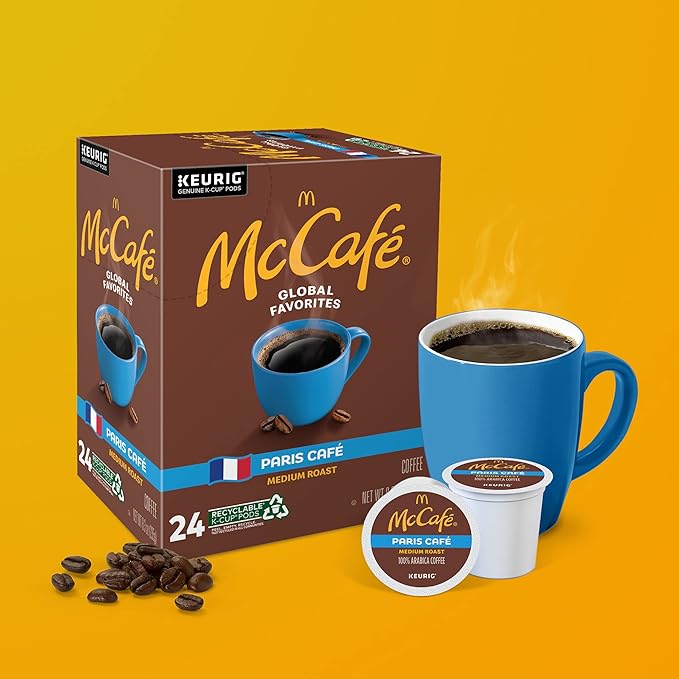 McCafe Paris Café, Single Serve Coffee Keurig K-Cup Pods, Medium Roast Coffee, 96 Count (4 Packs of 24)