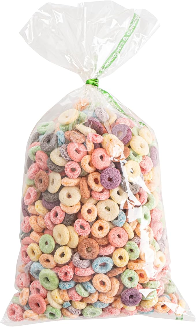 Restaurantware Candy Bags 100 Pcs 14" x 7" Heat-Sealable Clear Plastic Bags Greaseproof Home Compostable Freezer-Ready No-Flap Treat Carriers for Candies, Cookies, Bakery, Party Favours