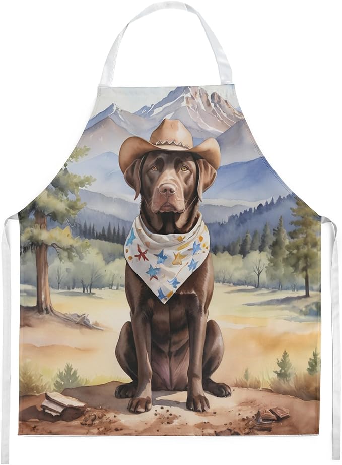 Caroline's Treasures Labrador Retriever Cowboy Welcome Apron Cooking Kitchen Server Baking Crafts Gardening for Adult Women Men, Unisex, Large, Multicolor