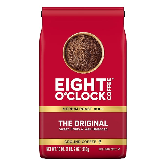 Eight O'Clock Coffee The Original, Medium Roast Ground Coffee 100% Arabica, Sweet, Fruity & Well Balanced, 18 Ounce (Pack of 1)