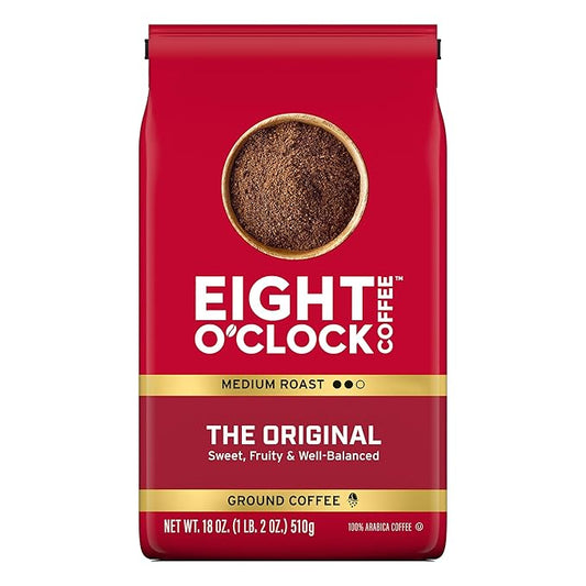 Eight O'Clock Coffee The Original, Medium Roast Ground Coffee 100% Arabica, Sweet, Fruity & Well Balanced, 18 Ounce (Pack of 1)