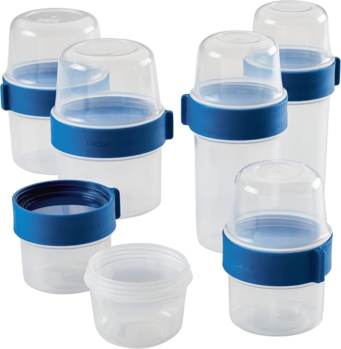LOCK & LOCK LocknLock Easy Essentials Twist Two Way Food Storage Container, BPA-Free/Dishwasher Safe, 12-Piece Set - Mixed Sizes, Clear