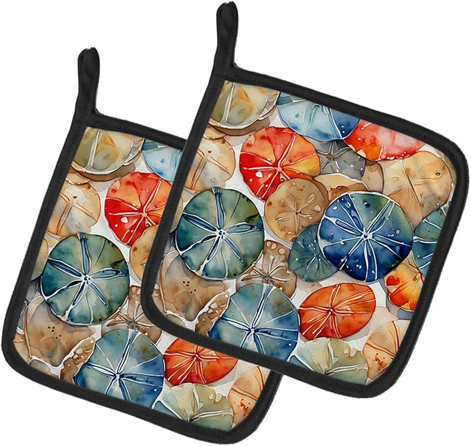 Caroline's Treasures Sand Dollars Pair of Pot Holders Kitchen Heat Resistant Pot Holders Sets Oven Hot Pads for Cooking Baking BBQ, 7 1/2 x 7 1/2