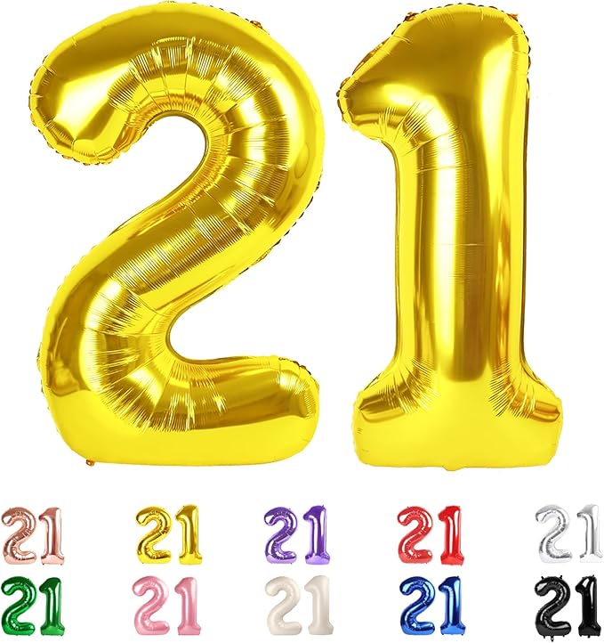 21 Number Balloons, 12 Balloons, 12th Gold Party Decorations 40 In Big 21st for Girl Boys Engagement, Wedding, Celebration Party, Graduations, Photo Shoot