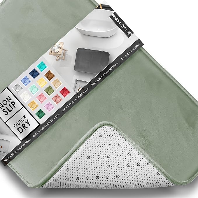 Clara Clark Bathroom Rugs, Velvet Memory Foam Bath Mat, Non-Slip Bath Rugs, Machine Wash, Dries Quickly, Ultra Soft Plush Bath Mats for Bathroom,