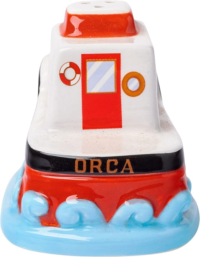 Silver Buffalo Jaws Shark Breach and Orca 2pc Ceramic Salt and Pepper Shaker