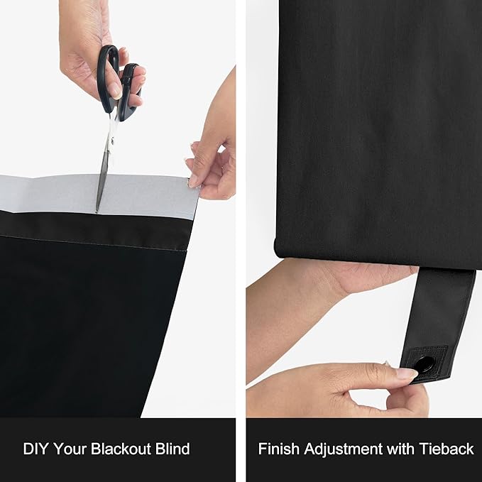 NICETOWN Full Blackout Door Curtain for Cordless Roller Window Covering Shades Blinds, Light Control, French Front Door Curtains for Night Shift Workers Kitchen, 1 Panel, 26 x 72 inches Long, Black