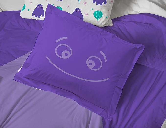 Jay Franco IF Imaginary Friends Twin Comforter Set - Purple 5 Piece Bed Set Includes Sheet Set & Pillow Covers - Super Soft Kids Bedding Features Blue