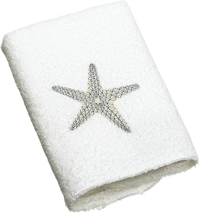 Avanti Linens- Washcloth, Soft & Absorbent Cotton Towel (By the Sea Collection, White)