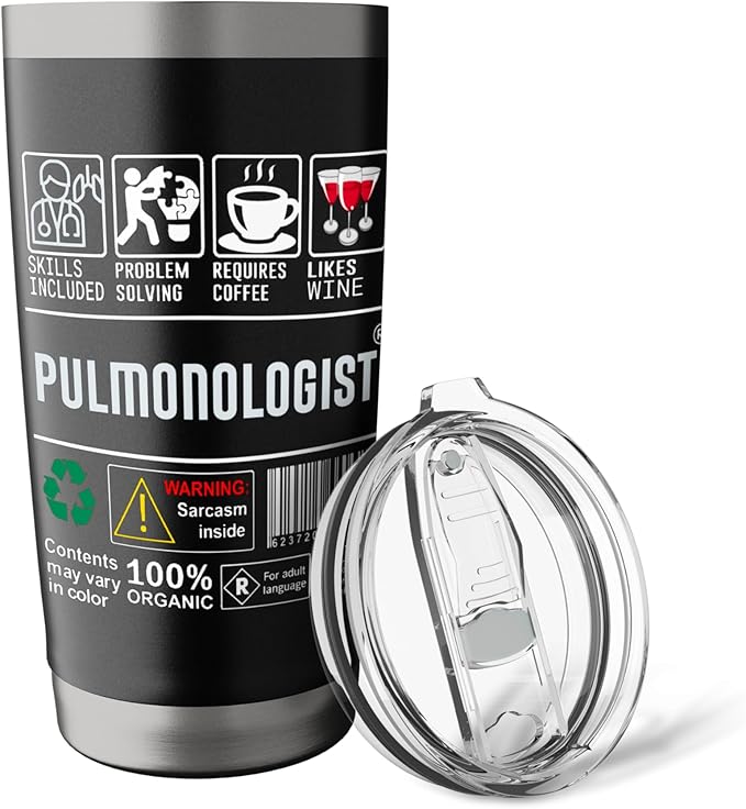Funny Pulmonologist Label Skills Coffee Wine Sarcasm Medical Stainless Steel Insulated Tumbler