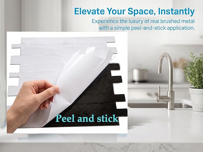 weimeisc 10 Sheets Peel and Stick Backsplash Tile for Kitchen, Self-Adhesive Mosaic Tile, Stick on Bathroom Vanities，Fireplace Décor, Laundry Table (Brushed Blue+Frosted Blue)