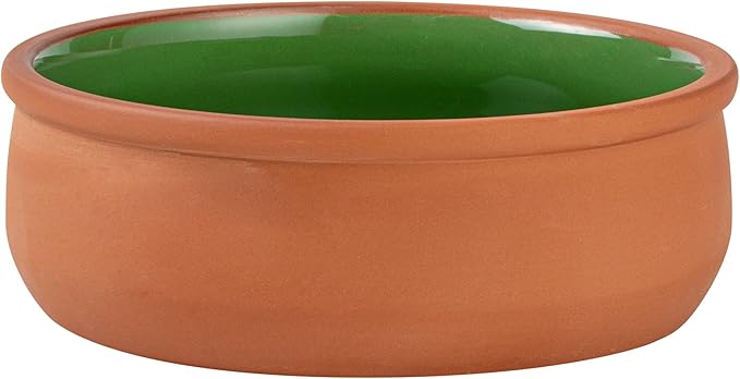 Restaurantware-Terra Tek 17 Ounce Terracotta Cazuelas, 2 Green Glazed Clay Pots For Cooking - Oven-Ready, Microwavable, Terracotta Serving Pots, Dishwashable, For Cooking And Serving