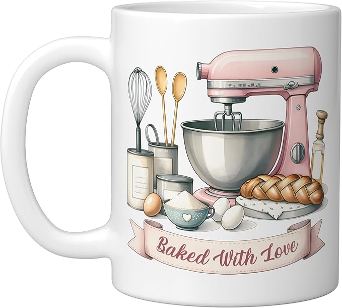 Baker Women Mom Wife Funny Baking Humor Bake Love Mama Girl Ceramic Mug, White