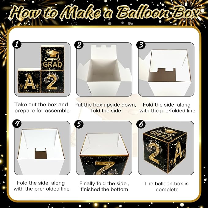 2026 Graduation Decorations Class of 2026 Black and Gold Congrats Grad Balloons,Banner,Backdrop,Photo Booth Props,Cards Boxes Kit for Graduation Party Decorations in Indoor or Outdoor (Graduation)