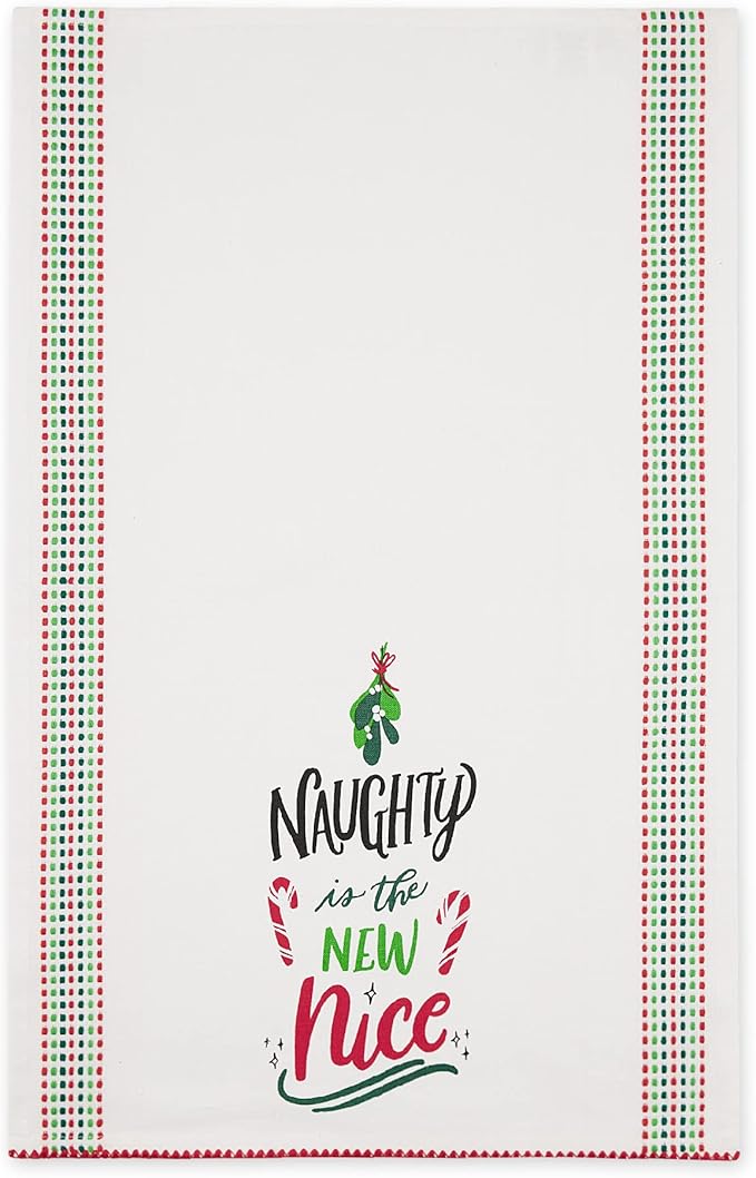 DII Holiday Kitchen Towel Set, Christmas Tea Towels for Baking, Cooking & Entertaining 18x28, Naughty/Nice, 2 Piece
