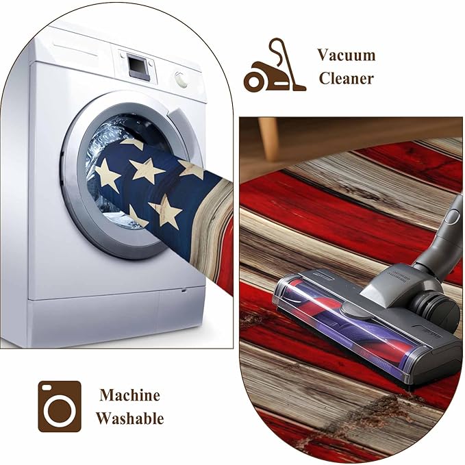 Washable Round Area Rug Vintage Stripes and Stars Circle Rugs Floor Carpet for Living Room Bedroom, Patriotic 250th Anniversary Soft Non Slip Round Rug 3ft