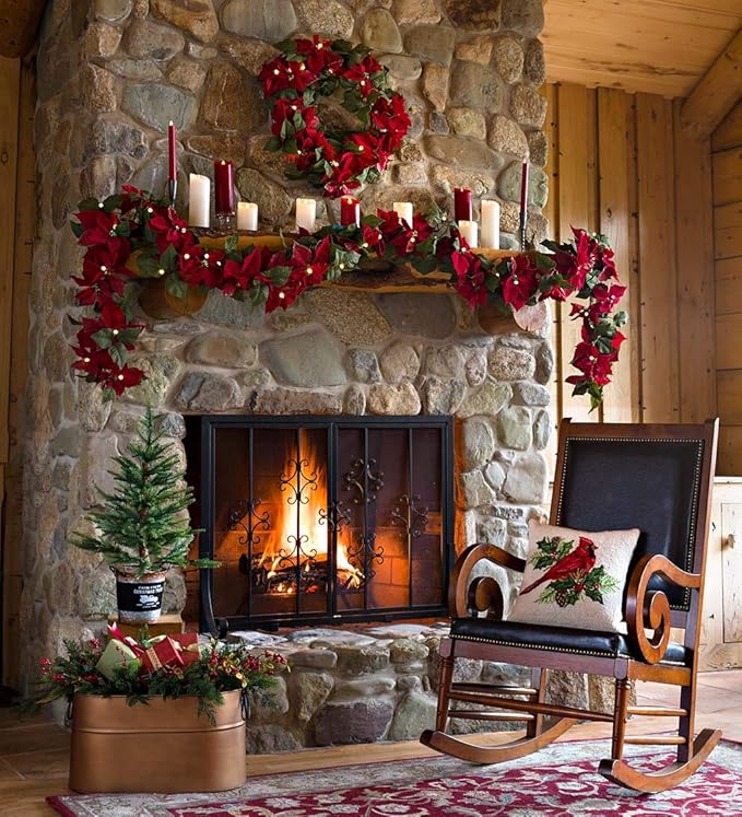 Plow & Hearth Vintage-Style Antique Copper Firewood Bucket with Wrought Iron Handles | Decorative Firewood Rack | Galvanized Steel Log Holder for Fireplace | 13.25" W x 11.25" H x 21.25" L