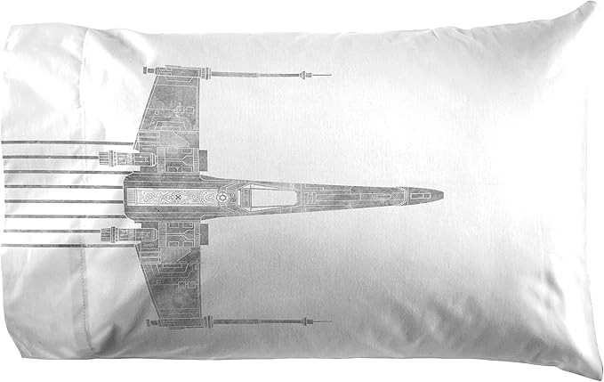 Jay Franco Kids Sheet Set with Fitted, Flat Sheets & Pillow Cover - Ultra-Soft Bedding with Pillowcase for Room Decor, White - Star Wars, 3 Piece Twin