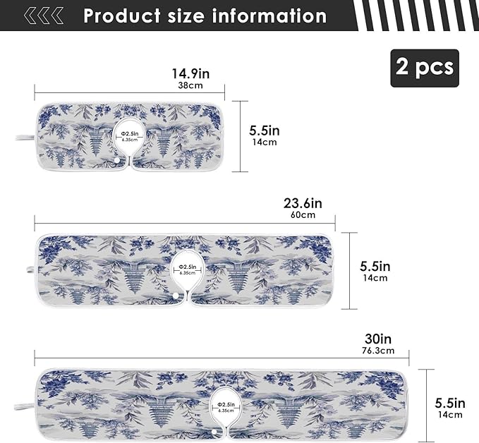 Kitchen Faucet Absorbent Mat, Ink Chinese Pagodas Trees Water Splash Guard for Sink, Faucet Drip Catcher Thicken Sponge Microfiber Faucet Water Catcher Mat Sink Absorbent Mat for Kitchen 23x5in 2Pack