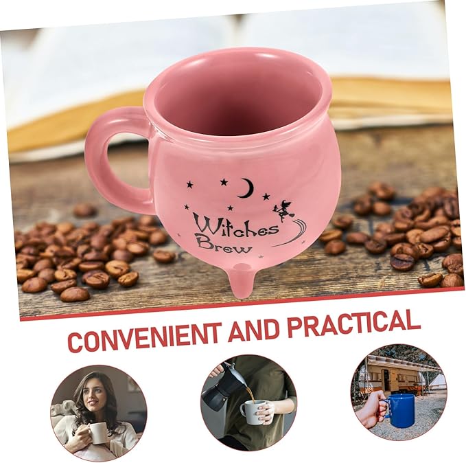 NOLITOY Ceramic Cauldron Mug Kawaii Drinking Cup for Halloween Unique Design for Home Office Cafe and Parties Comfortable and Eye-catching