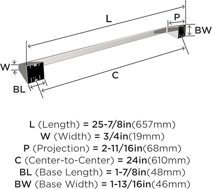 Amerock Blackrock Polished Nickel 24 inch (610mm) Towel Bar, BH36004PN