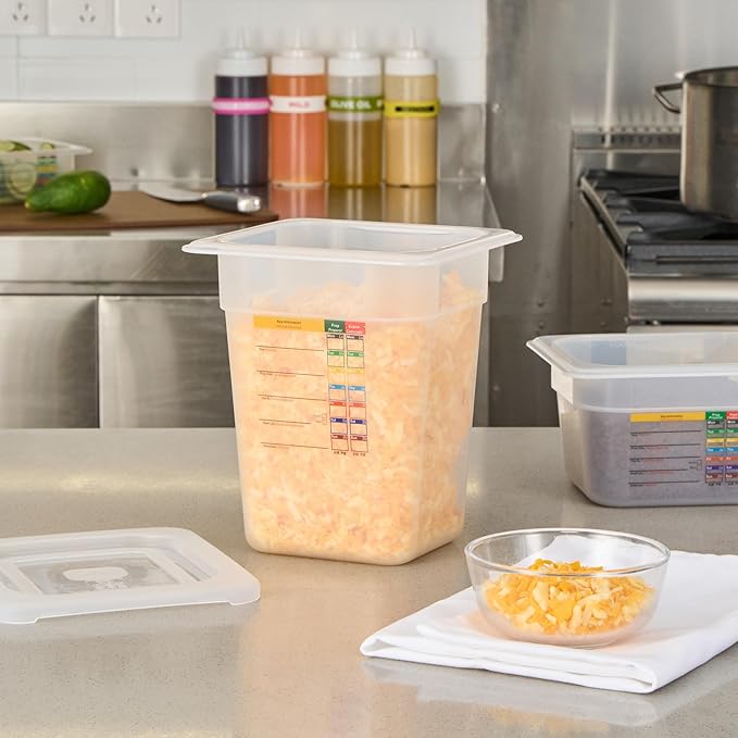 Restaurantware Food Storage Container 10 Pack of 6.8 x 6.2 x 7.8 Inches Plastic Stackable Storage Box White Reusable Label Container Dishwasher Safe For Restaurants And Kitchens
