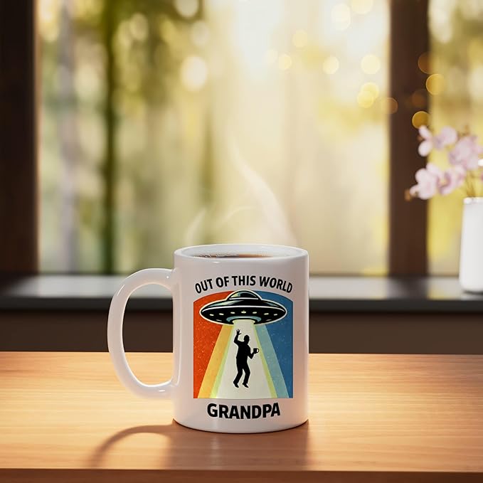 Out of This World Alien Grandpa UFO Abduction Grandfather Ceramic Mug, White