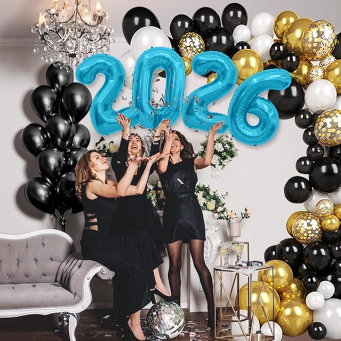 2026 Balloons, 40 Inch 2026 Number Balloons Blue 2026 Balloon Large Foil New Year Balloon Numbers 2026 Mylar Baloons for Birthday Christmas Graduation New Years Eve Party Supplies Decorations