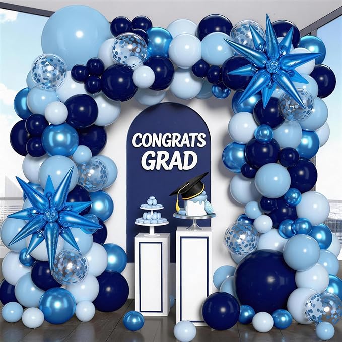 KARLURE Blue Balloons Arch Kit, Different Shades Navy Blue Balloons for Blue Graduation Decorations 2026 Grad Class World Cup Baby Shower Boy Men Birthday Party Bridal Shower Wedding Decorations