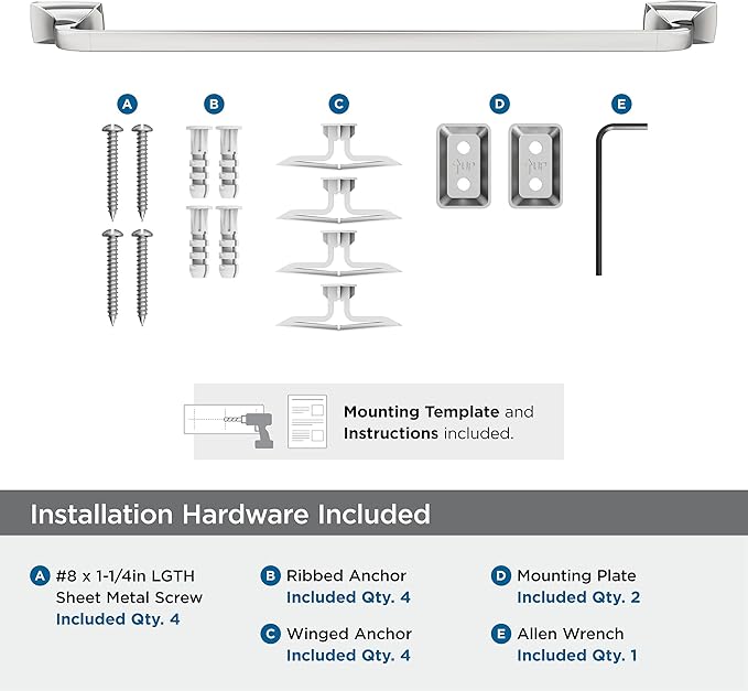 Amerock BH3601426 | Chrome Towel Bar | 24 in (610 mm) Towel Rack | Highland Ridge | Bathroom Towel Holder | Bathroom Hardware | Bath Accessories