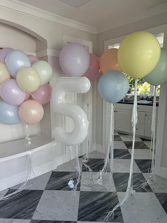 40 Inch 3 Numbers Balloon, Three White Happy Birthday Balloons for Girls Boys Babies, Number Balloons for 3 13 23 30 Wedding Bridal Shower Anniversaries Party