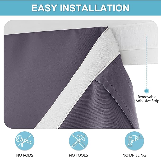 RYB HOME Door Window Curtain - Self Sticky Vertical Blinds Privacy Thermal Insulated Tricia Drapery for French Door Sidelight Curtain, W26 x L72 inch, 1 Panel, Grayish Purple