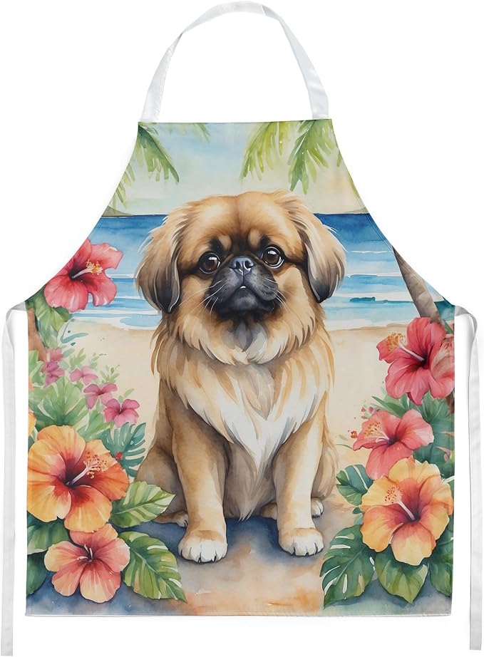 Caroline's Treasures Pekingese Luau Apron Cooking Kitchen Server Baking Crafts Gardening for Adult Women Men, Unisex, Large, Multicolor