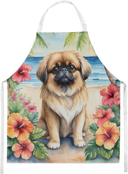 Caroline's Treasures Pekingese Luau Apron Cooking Kitchen Server Baking Crafts Gardening for Adult Women Men, Unisex, Large, Multicolor