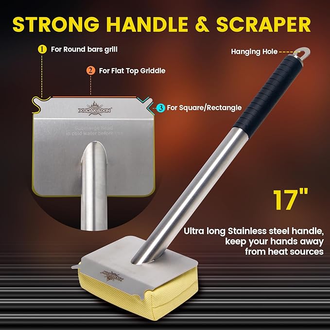 XUDAKAIXIN Grill Brush Bristle Free,(Only Replaceable Cleaning Head No Grill Brush)-Yellow
