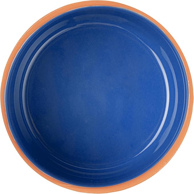 Restaurantware-Terra Tek 34 Ounce Terracotta Cazuelas, 2 Blue Glazed Clay Pots For Cooking - Oven-Ready, Microwavable, Terracotta Serving Pots, Dishwashable, For Cooking And Serving