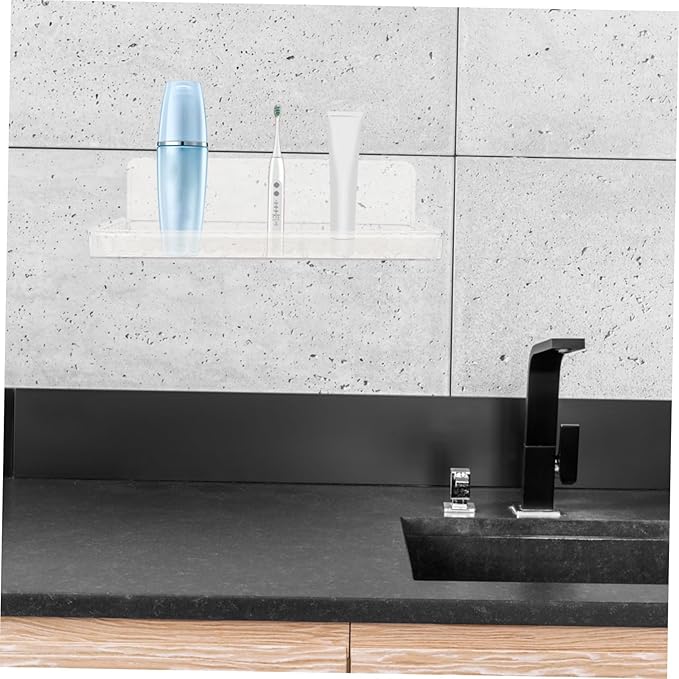 MAGICLULU Clear Wall Mount Organizer Floating Plastic Shelf for Cosmetics Toiletries Easy Install No Tools Required Space Saving Storage for Bathroom Kitchen Bedroom and More