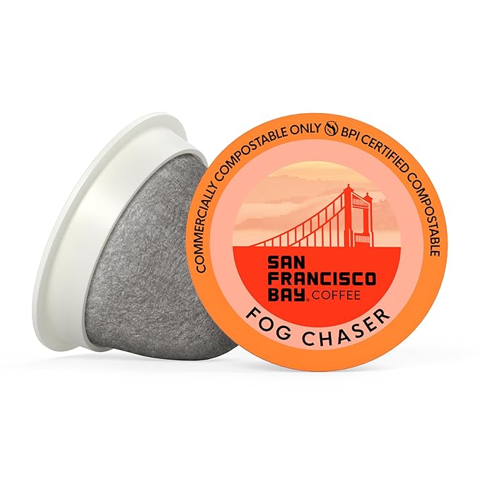 San Francisco Bay K-Cup Coffee Pods, Fog Chaser (80 ct), Medium-Dark Roast, Commercially Compostable Single-Serve Coffee Pods