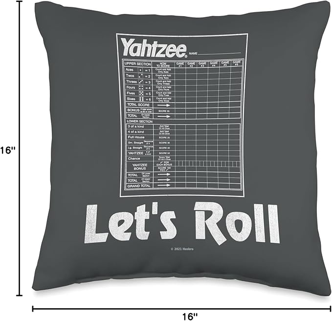 Yahtzee Score Sheet Let's Roll Throw Pillow
