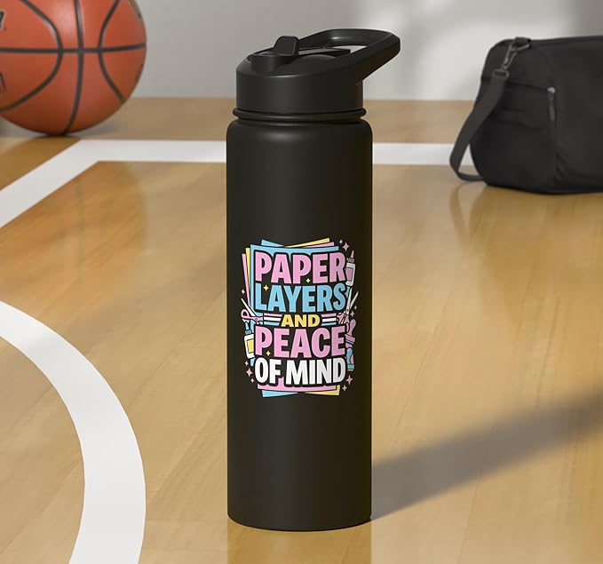 Paper Layers And Peace Of Mind Scrapbooking Stainless Steel Insulated Water Bottle