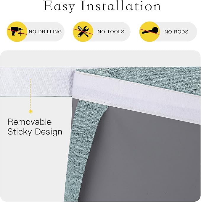 NICETOWN 100% Blackout Door Curtains 50 inches Long, Linen Thermal Insulating Privacy French Door Window Tie Up Shades Sidelight Curtains for Kitchen, W26 x L50 inches, Skylark Blue, 1 Panel
